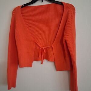 Source Unknown Orange Ribbed Cardigan